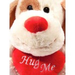 Cream and Brown 15 Inch Dog Soft Toy with Red Hug Me Heart
